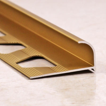 Алюминиевая раскладка наружная на плитку 10мм золото глянец